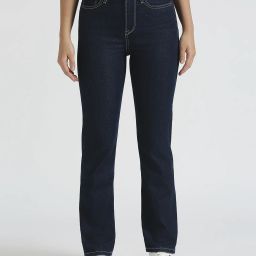 Women Straight Fit High Rise Blue Jeans-image-2