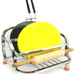 Chakla/Belan Kitchen Rack Tava chakla belan chimta Stand. Rolling Pin Board Holder Wall Mount Stand Steel-image-35