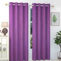 exporthub Purple Solid Polyester 5 Ft Blackout Eyelet Window Curtains (Set of 2)-picture-19
