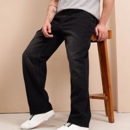 Men Relaxed Fit Mid Rise Black Jeans-image-0