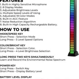 NKL Led RGB Bar Light 32 Bit RGB Music Sound Control For Cars Led Light 166 Smart Sensor Light image 4