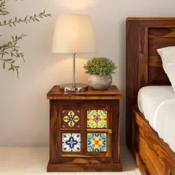 mudramark from pepperfry Siramika Sheesham Wood Bedside Table (Lhs Door) In Provincial teak Finish-picture-24