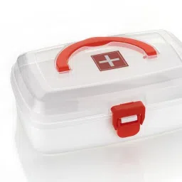 Small Multipurpose Medicine Box with Handle-2Layer Portable with Detachable Tray First Aid Kit-24