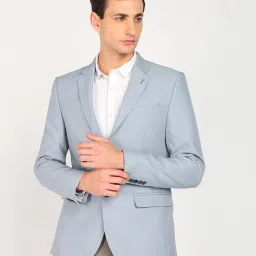 Men Self Design Single Breasted Casual Blazer-image-7