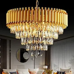 K9 Crystal Gold polish metal 500mm chandelier hanging ceiling jhoomer Chandelier Ceiling Lamp-40