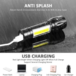 akr USB Rechargeable Mini Pocket Torch Light With Focus Light 5 hrs Torch Emergency Light image 3