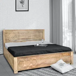 fabuliv Dravidian Queen Size Bed With Box Storage Vintage White Finish-picture-48