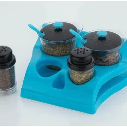 aranka Multipurpose Dry fruit Spice Pickle Jar Container with Tray Container, Spoon Serving Set image 2