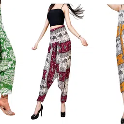 fusfus Printed Rayon, Cotton Women Harem Pants-picture-4