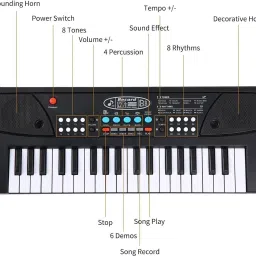 jr club (Piano Keyboard) Toy with 37 Key, Recording and Mic, Adapter for DC Power A293 (Piano Keyboard) Toy with 37 Key, Recording and Mic, Adapter for DC Power A293 Analog Portable Keyboard image 3