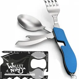 4-in-1 Utensils Folding Spoon Fork Knife Opener with 18in1 Ninja Card Tool Camping & Hiking Tool Kit-picture-20