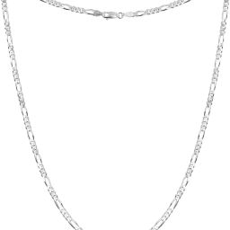FASHION 92.50 ORIGNAL CHAIN FLAT FIGRO CHAIN LINK CHAIN FOR MEN Silver, Sterling Silver Plated Silver Chain-16