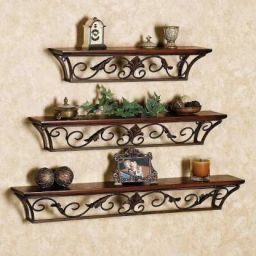 Wall shelf wooden wrought iron shelves set 3 wall hanging mounted floating wall decorative wood wall shelf living room bedroom wall decor shelves for brackets for flower pot stand antique wooden shelves beautiful shelves wooden & Iron Wooden, Iron Wall Shelf-13