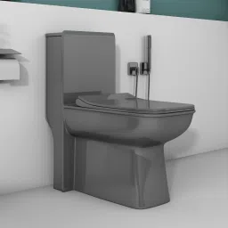 Ceramic One Piece Western Toilet Commode with Soft Close Toilet Seat, Commode-1 Ps-Iris-Grey Western Commode-26