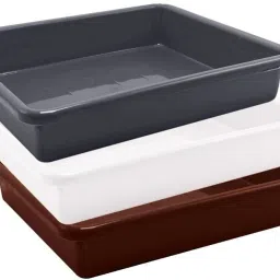 Wonder Plastic Prime Exel Tray 555 for Home/Kitchen/Office, 9.5 Ltr, Set of 3, Grey White Choco Color, Made in India, MRV03998 Tray-image-10