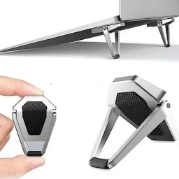 Huntindia Non-Slip Base Stand Portable Laptop Stand Mini Premium Folding Non-Slip Base 2Piecs Portable Invisible Laptop Riser Stand Cooling Pad Laptop Desk Stand Laptop Stand-image-92