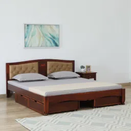 amberville from pepperfry Amiens Sheesham Wood King Size Bed In Honey Oak Finish With Drawer Storage-picture-21