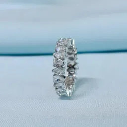 Pear Diamond Full Eternity Wedding Band Silver Ring-image-31