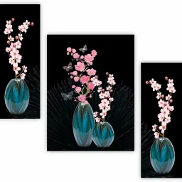 Set Of 3 Flower Pots Wall Painting For Living Room Digital Reprint 12 inch x 18 inch Painting-19