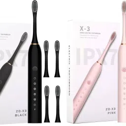 GLAMA BLACK PLUS PINK I 8 Brush Head I 6 Modes For Adults Electric Toothbrush Electric Toothbrush-image-15