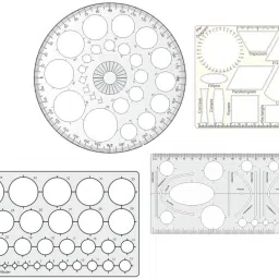 Plastic Pro Circle with 25 Circles, Circle master with 35 circles, Hyperbola- Parabola Template, Geometry Template, Drafting Scale Ruler Very Useful to Architect, Engineering Students, Office Employee (Set of 4) Ruler-17