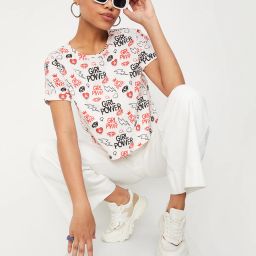 Women Typography Round Neck Pure Cotton Pink T-Shirt-image-1