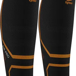 Calf and Shin Support Air Pro, Black & Orange, Large, 1 Unit Knee Support-1
