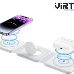 VIRTH 3 in1 Magnetic Foldable MagSafe Compatible Wireless Charger for iPhone & Airpods Charging Pad-picture-33