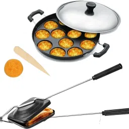 Non-Stick Appam Patra with Stainless Steel Lid, Sandwich Toaster with Spatter S1 0 W Pop Up Toaster-37