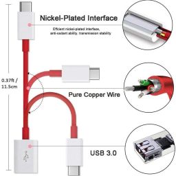 Orionis USB To Type-C OTG Cable Connector Type C OTG All C Type Supported Smartphones Combo Set image 4