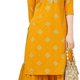 Women Relaxed Yellow Cotton Blend Trousers-image-27