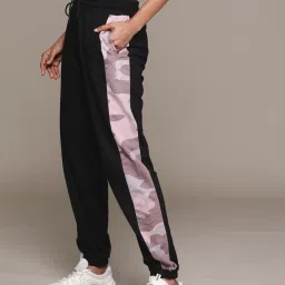 Women Self Design Black Track Pants-image-48