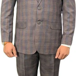 gargian master cut Men Single Breasted Checkered Suit-picture-15