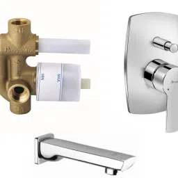 Single lever concealed diverter body with diverter upper trim and bath spout Diverter Faucet-image-29