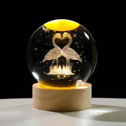 3D Flamingo Crystal Figurines with Wooden Light Base For Home Decor Night Lamp-picture-20
