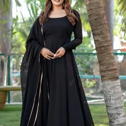 Solid Georgette Stitched Anarkali Gown-picture-17