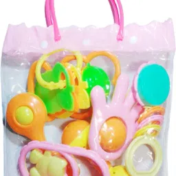 touby toys RATTLE SET FANCY BAG 7 PCS Rattle (Multicolor) Rattle image 2