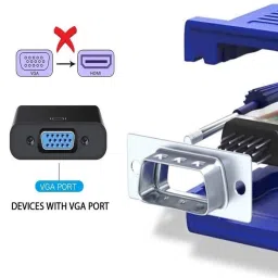 ANJO HDMI to VGA Converter Adapter (Black) & VGA Cable 1.5 Meter (Blue) 2 in 1 Combo Set image 3