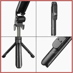 Wrapadore Foldable 3in1 Selfie Stick multi-function Wireless Bluetooth XT-01 , XT-02 Selfie Stick with Remote Shutter 360 Rotate Extendable Handheld Foldable Mini Tripod Stand Foldable, selfie stick, tripod, bluetooth shutter for Smartphones Professional Remote Control Selfie Stick Monopod Kit, 3 Axis Gimbal for Mobile image 4