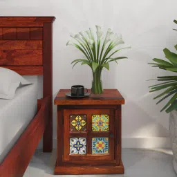 mudramark from pepperfry Siramika Sheesham Wood Bedside Table (Lhs Door) In Honey Oak Finish-picture-46