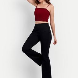 broadstar Women Flared Black Lycra Blend Trousers-picture-33