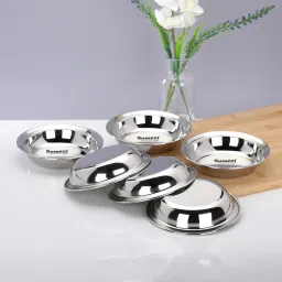 sumeet S.S Heavy Gauge Multi Utility Serving Plates with Mirror Finish 16.5cm, Set of 6 Half Plate image 5