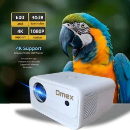Omex 4K Decoding Android Wifi6 BT 5.0 Short Throw 9000 Lumens (600 Ansi) Dolby (9000 lm / 2 Speaker / Wireless / Remote Controller) Portable Projector image 5