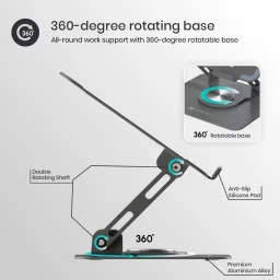 Portronics My Buddy K9 Portable Laptop Stand - Adjustable Height - 360� Rotating Base Laptop Stand image 3