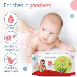 luvlap Paraben Free wipes for baby with Aloe Vera, Fragrance Free, 72 wipes/pack image 3