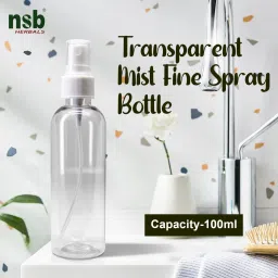 nsb herbals Transparent Plastic Empty Refillable Reusable Fine Mist Spray Bottle with Dust Cap 100 ml Spray Bottle image 3