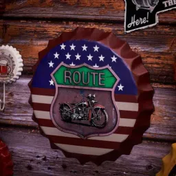 eazywagon Brown Metal Route 66 Us Flag Wall Decor-picture-30