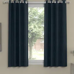 Dark Blue Polyester Solid 5 Ft Semisheer Eyelet 2 Window Curtains By Rosarahome-picture-35