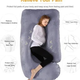 Luxurious Imported Velvet Microfibre Solid Pregnancy Pillow Pack of 1-image-23