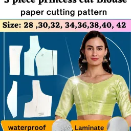 1 Count 3 Piece Princess Cut Blouse Paper Cutting Pattern | All Size 28 To 42 | farma Cross Stitch Matte Cloth-image-61